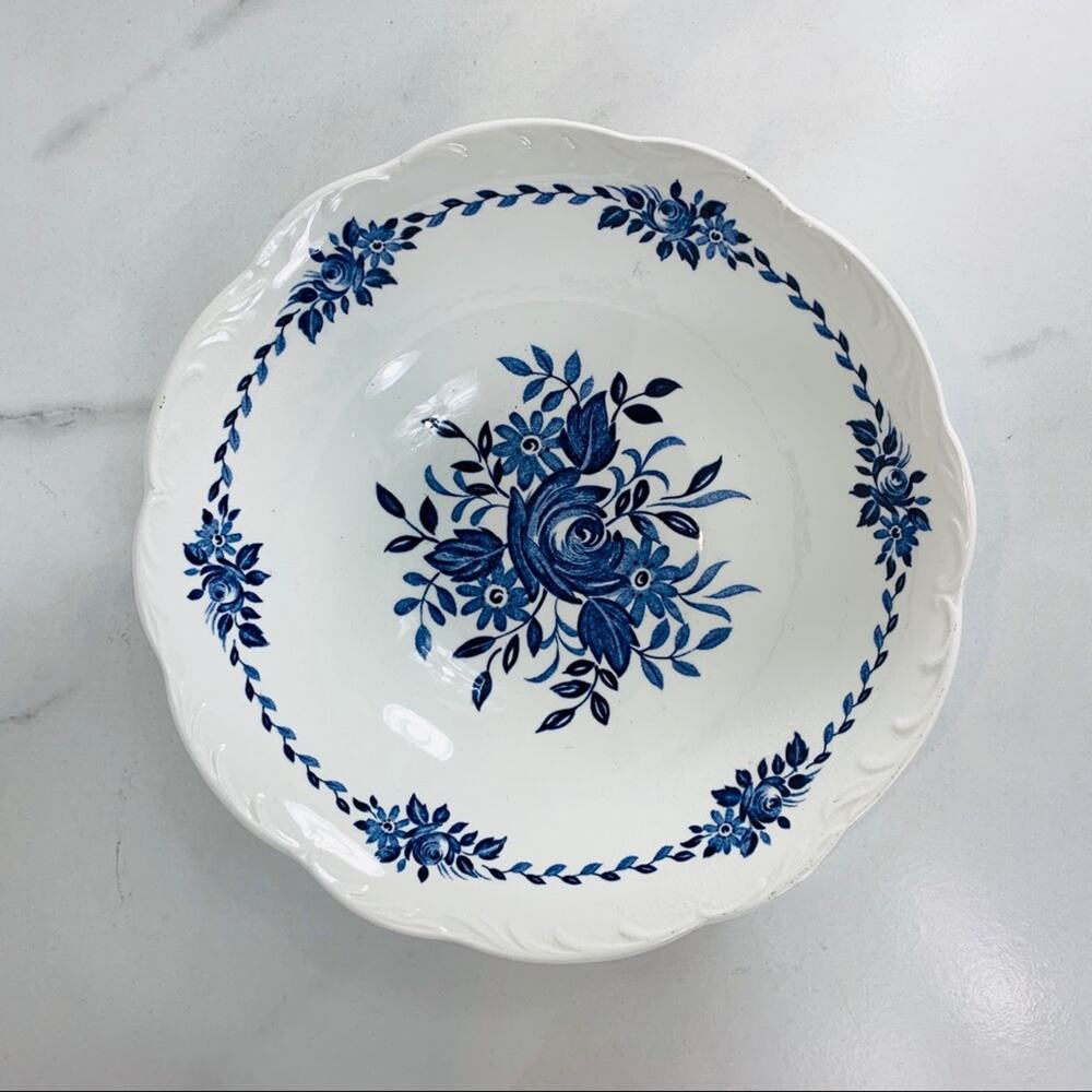 Dresden Blue English Ironstone 8.5" Bowl Floral
